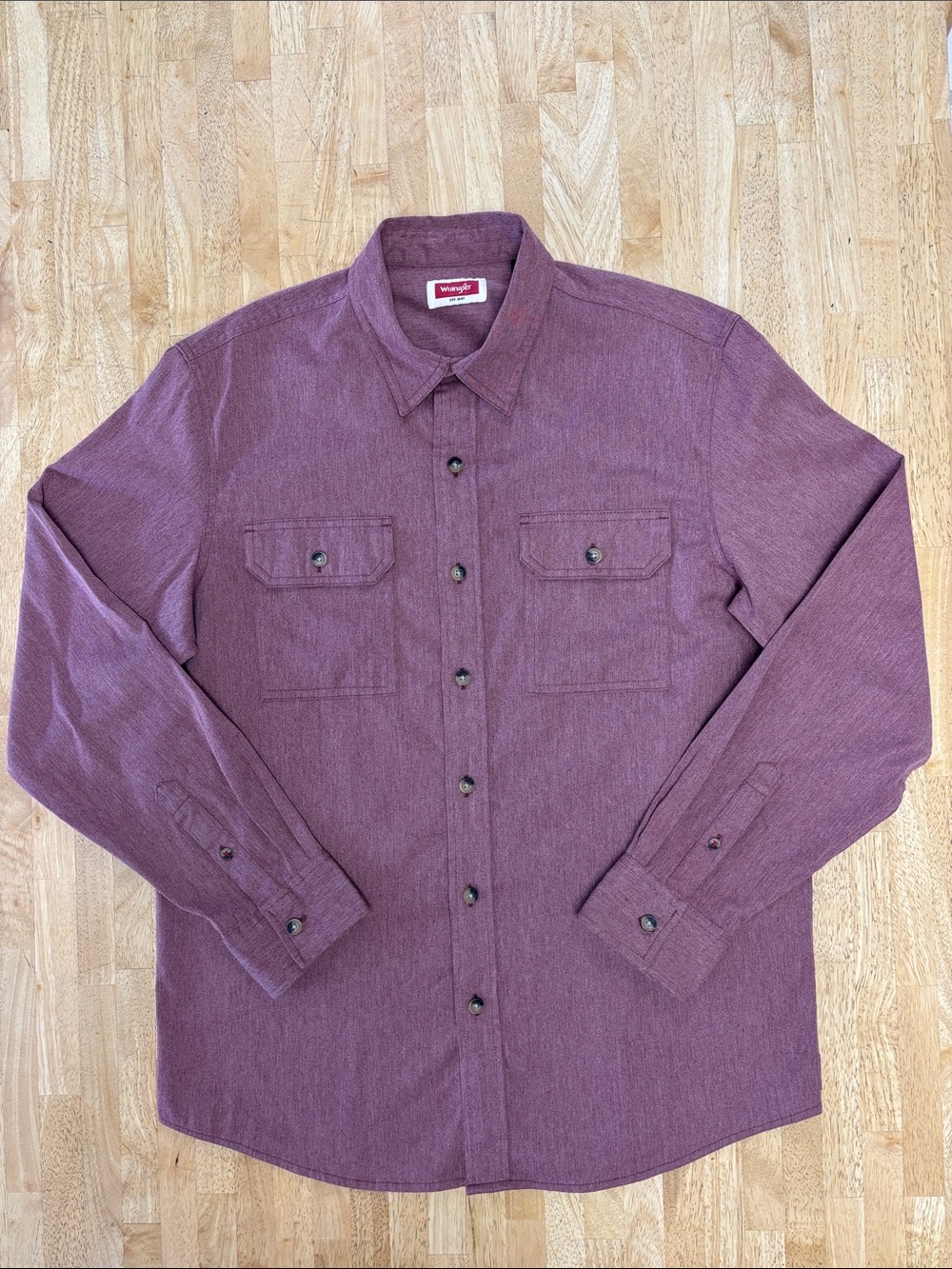 Wrangler Men's Heather Plum Burgundy Long Sleeve Button Down Work Shirt M